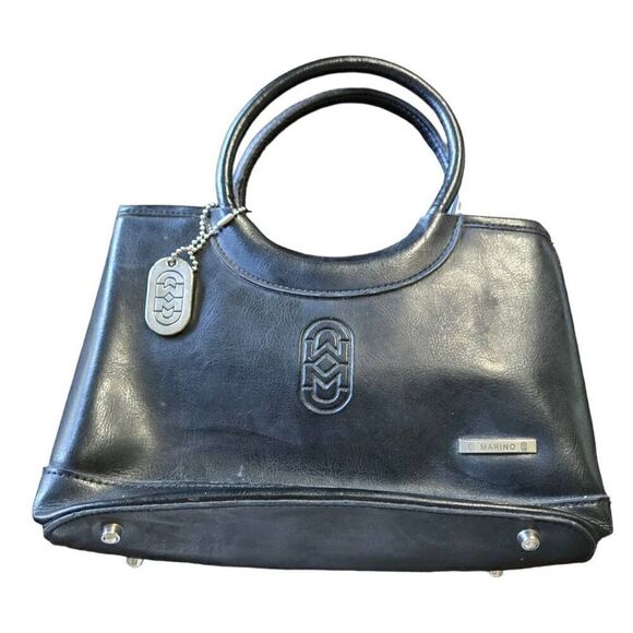 Marino Orlandi Leather Handbag Vintage Detachable Coin Bag Black Structured Keyc - Picture 2 of 7